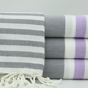 Bulk Towel,Turkish Towel,Picnic Towel,Bathroom Towel,Turkish Bath Towel,Camp Towel,40&quot;x70&quot;,Turkish Peshtemal,Gray And Lilac Towel,BD040D