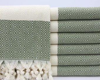 Olive Green Towel,Beach Towel,Bridemaid Towel,Pattern Towel,Turkish Towel,40"x70",Wholesale Towel,Diamond Design Towel,Shower Towel,AY004D