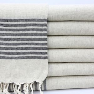 Linen Towel,Beige Towel,Turkish Towel,Black Striped Towel,Soft Towel,40x68,Turkish Peshtemal,Peshtemal Towel,Hammam Towel,Spa Towel,GL001D image 5