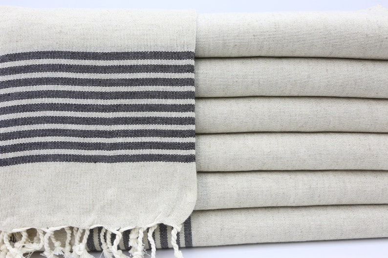 Linen Towel,Beige Towel,Turkish Towel,Black Striped Towel,Soft Towel,40x68,Turkish Peshtemal,Peshtemal Towel,Hammam Towel,Spa Towel,GL001D image 5