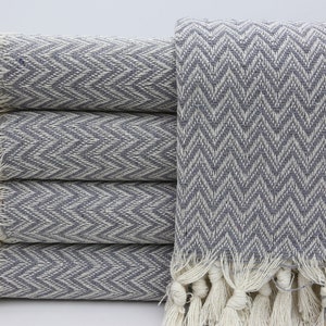 Herringbone Blanket,Turkish Blanket,Bed Decor,Sofa Throw,Housewarming Gift,60&quot;x79&quot;,Turkish Bed Cover,Throws And Blankets,Gray Blanket,IM010E