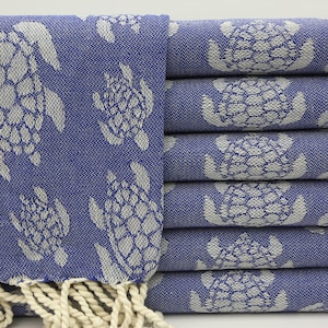 Sax Blue Towel,Beach Towel,Bulk Towel,Bath Towel,Turkish Towel,38&quot;x70&quot;,Turtle Designed Towel,Bridesmaid Gift,Shower Towel,Sauna Towel,MO014D
