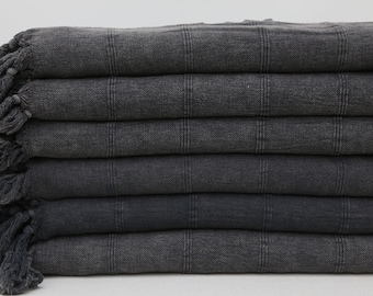 Bath Decor Towel,Turkish Towel,Beach Towel,Bulk Towel,Peshtemal Towel,40&quot;x70&quot;,Turkish Peshtemal,Stonewashed Towel,Black Towel,BD037D