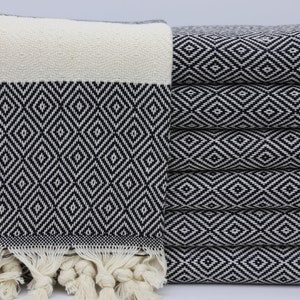Service Towel,Turkish Hand Towel,Tea Towel,Peshkir,20&quot;x36&quot;,Head Towel,Face Towel,Turkish Peshkir,Black Hand Towel,Diamond Hand Towel,AY001F