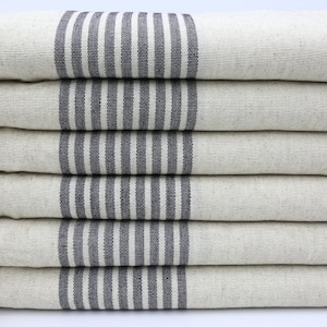 Linen Towel,Beige Towel,Turkish Towel,Black Striped Towel,Soft Towel,40x68,Turkish Peshtemal,Peshtemal Towel,Hammam Towel,Spa Towel,GL001D image 1