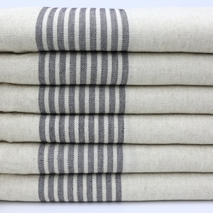 Linen Towel,Beige Towel,Turkish Towel,Black Striped Towel,Soft Towel,40&quot;x68&quot;,Turkish Peshtemal,Peshtemal Towel,Hammam Towel,Spa Towel,GL001D