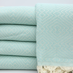 Turkish Bedspread,Turkish Blanket,Turkish Bed Cover,79&quot;x95&quot;,Housewarming Gift,Mint Blanket,Sofa Cover,Bed Cover,Throw Blanket,IM008E