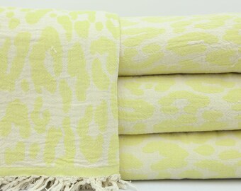 Turkish Blanket,Wedding Blanket,Housewarming Gift Blanket,Turkish Throws,83"x93",Handmade Blanket,Turkish Bedspread,Yellow Blanket,UA003E