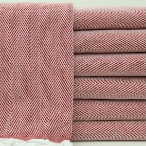 Turkish Towel,Red Towel,Wedding Gift Towel,Handmade Towel,Cotton Towel,Home Decor,40&quot;x70&quot;,Turkish Peshtemal,Herringbone Towel,BD018D