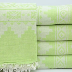 Turkish Throws,Turkish Blanket,Bulk Blanket,Oriental Blanket,87&quot;x89&quot;,Turkish Bedspread,Pistachio Green Blanket,Organic Blanket,OY006E