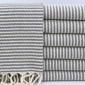 Turkish Peshtemal,Turkish Towel,Beach Throw,Bath Decor,38&quot;x69&quot;,Handmade Towel,Cotton Towel,Dark Gray Towel,Bridesmaid Gift,Spa Towel,MT028D