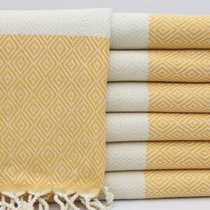 Turkish Towel,Mustard Towel,Home Decor,Cotton Towel,Anatolian Towel,Gift Towel,40"x70",Turkish Peshtemal,Diamond Design Towel,MT007D