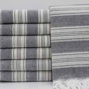 Turkish Towel,Black Towel,Decorative Bath Towel,Hammam Towel,Handmade Peshtemal,40&quot;x70&quot;,Home Decor,Turkish Peshtemal,Striped Towel,OY001D