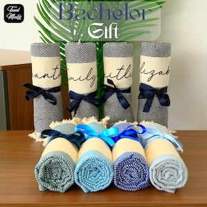 Embroidered Bridesmaid Beach Towels, Personalized Wedding Gifts, Custom Names, Bachelorette Party, Custom Turkish Beach Towel, Pool Towel