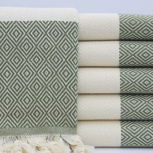 Peshtemal Towel,Turkish Towel,Cotton Towel,Hammam Towel,Anatolian Towels,40&quot;x70&quot;,Turkish Peshtemal,Olive Green Towel,Decor Towel,AY004D