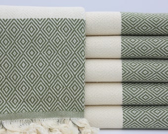 Peshtemal Towel,Turkish Towel,Cotton Towel,Hammam Towel,Anatolian Towels,40&quot;x70&quot;,Turkish Peshtemal,Olive Green Towel,Decor Towel,AY004D