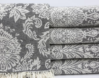 Cubierta de cama decorativa, manta turca, manta de diseño barroco, manta al por mayor, 87 "x95", manta negra, colcha turca, fundas de sofá, OY005E