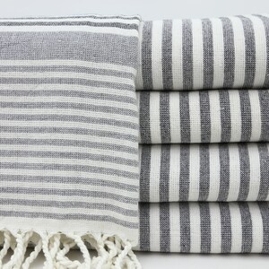 Bath Towel,Turkish Towel,Terry Towel,Striped Towel,Black Towel,38&quot;x63&quot;,Anatolian Towel,Handwoven Towel,Beach Towel,Turkish Peshtemal,UA006D