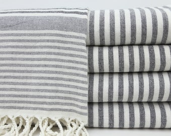 Bath Towel,Turkish Towel,Terry Towel,Striped Towel,Black Towel,38"x63",Anatolian Towel,Handwoven Towel,Beach Towel,Turkish Peshtemal,UA006D