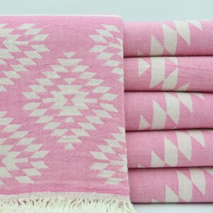 Shower Towel,Organic Towel,Turkish Towel,40&quot;x70&quot;,Pink Towel,Hammam Towel,Turkish Peshtemal,Aztec Design Towel,Bulk Towel,Home Decor,BD012D