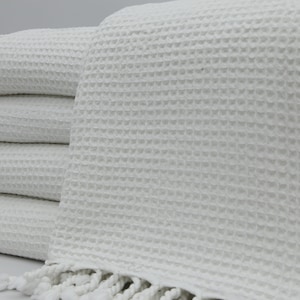 Turkish Blanket,Waffle Blanket,70x87,White Blanket,Sofa Cover Blankets,Stonewashed Blanket,Turkish Bedspread,Decorative Bedspread,UA002E image 7