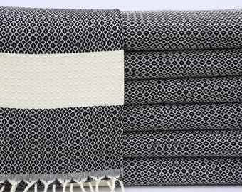 Turkish Hand Towel,Hand Towel,Kitchen Decor Towel,Service Towel,Black Hand Towel,Tea Towel,18"x36",Napkin Towel,Dish Towel,Face Towel,MT003F
