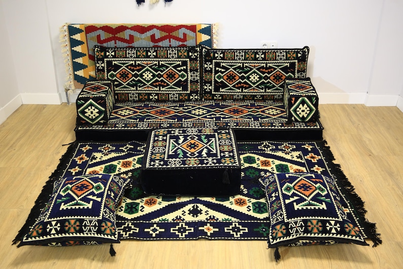 Navy Color Ottoman Floor Seating, Arabic Majlis, Moroccan Couch ...