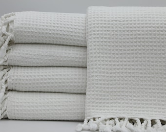 Manta turca, manta de gofre, 70 "x87", manta blanca, mantas de cubierta de sofá, manta lavada en piedra, colcha turca, colcha decorativa, UA002E