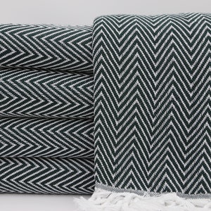 Turkish Blanket,Bachelor Gift Throws,Patterned Bedspread,79&quot;x89&quot;,Handmade Throws And Blankets,Dark Green Blanket,Turkish Bedspread,IM001E