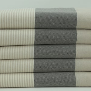 Cotton Towel,Turkish Towel,Turkish Bath Towel,Spa Towel Turkish,Hammam Towel,40&quot;x67&quot;,Turkish Peshtemal,Black And Beige Towel,IM012D