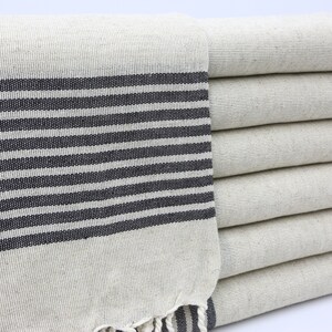 Linen Towel,Beige Towel,Turkish Towel,Black Striped Towel,Soft Towel,40x68,Turkish Peshtemal,Peshtemal Towel,Hammam Towel,Spa Towel,GL001D image 6