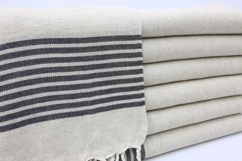 Linen Towel,Beige Towel,Turkish Towel,Black Striped Towel,Soft Towel,40x68,Turkish Peshtemal,Peshtemal Towel,Hammam Towel,Spa Towel,GL001D image 6