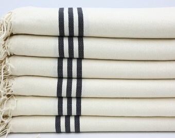 Toalla turca, toalla de manos turca, toalla de manos natural de rayas negras, paño de cocina, 45 x 101 cm, toalla de cocina, toalla pequeña, toalla de mano, MT006F