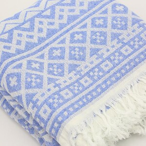 Turkish Blanket,Blue Bed Cover,Bulk Blankets,Cozy Bed Cover,Turkish Bed Cover,69&quot;x87&quot;,Throw Bed Cover,Handcrafted Bed Cover,Blankets,ES005E