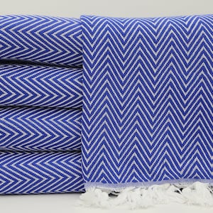 Housewarming Gift Blankets,Turkish Blanket,Sax Blue Blanket,Patterned Bedspreads,79&quot;x89&quot;,Throws And Blankets,Turkish Bedspread,IM001E