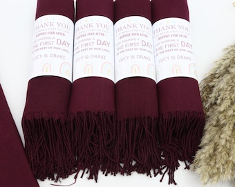 Wholesale Scarfs,Shawl As A Favor,Wedding Gifts,26&quot;x67&quot;,Pashminas,Maroon Pashmina,Bridal Party Gift,Handmade Scarf,Personalized Pashmina