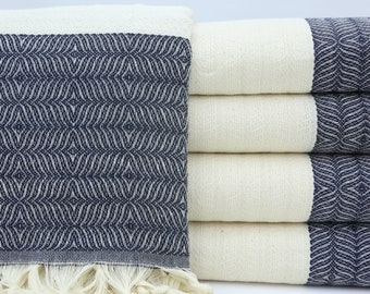 Turkish Blanket,Anatolian Blankets,Wholesale Blankets,Home Decor,79"x95",Navy Blue Blanket,Turkish Bedspread,Decorative Bed Cover,IM004E
