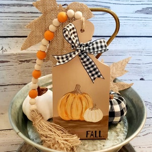 Fall Hand Painted Pumpkin Cutting Board with Bead and Tassle Decor
