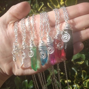 Aura Quartz Crystal Necklaces