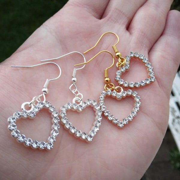 Diamante Heart Earrings