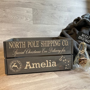 Personalised Christmas Eve Box, Christmas Eve Crate, Engraved Wooden Box, Christmas Eve Gift Box