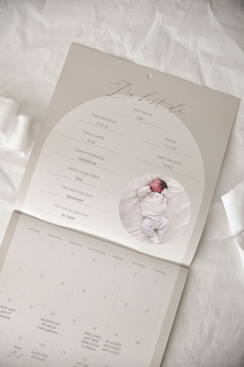 Baby Kalender / Tagebuch / Babybuch / Baby Geschenk / Geschenk zur Geburt Bild 5