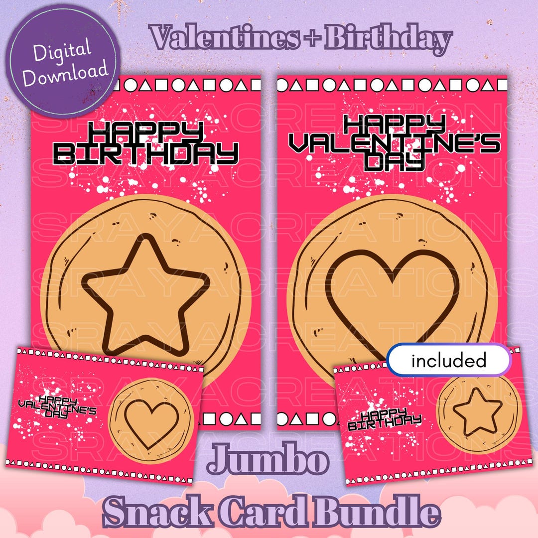 Jumbo Valentine and Birthday Snack Card Bundle | Dalgona Cookie ...