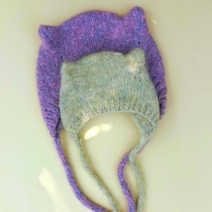Cat Ears bonnet Knitting Pattern - Any Yarn Weight - Bonnet Pattern for Baby, Toddler, Child and Adult - PDF Instant Download