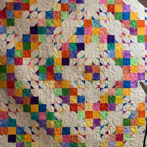 Beige and Bright Batik Stars Quilt