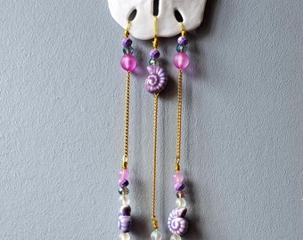 Beach Suncatcher- Sand Dollar, Purple Accents with Crystals, Seashells