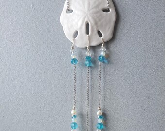 Ocean Suncatcher- Sand Dollar with Crystals, Turtles