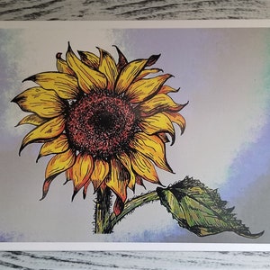 Carte de voeux vierge tournesol - Oeuvre d'art originale