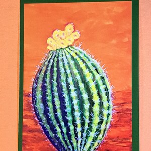 Oeuvre d'art originale de carte de voeux de désert de cactus de baril