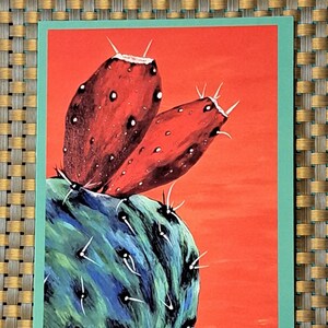 Oeuvre d'art originale de carte de voeux de désert de cactus de figue de barbarie